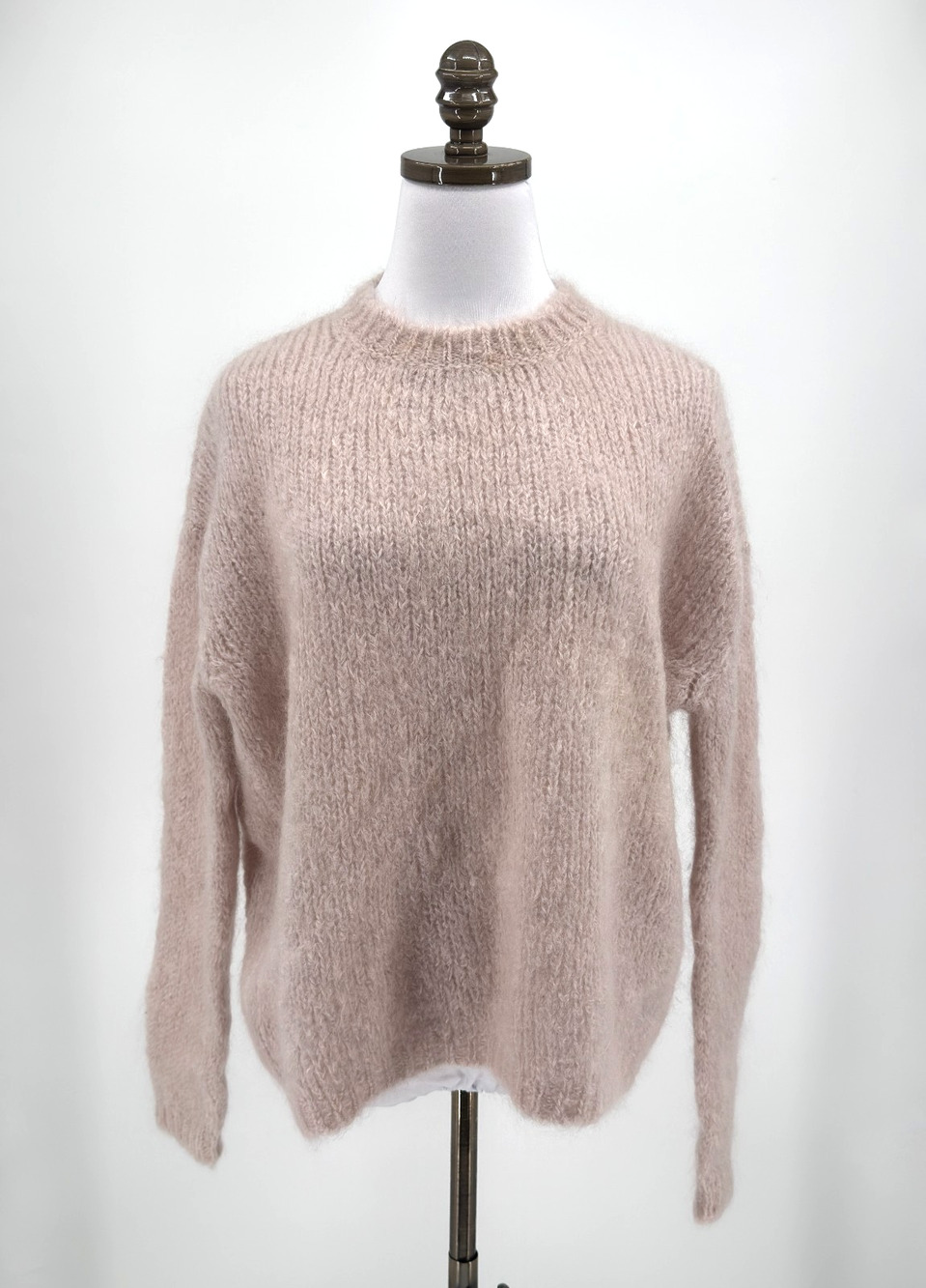 Pomandère Womens Pink Mohair Blend Crew Neck Pullover Sweater Sz IT 38 US 4